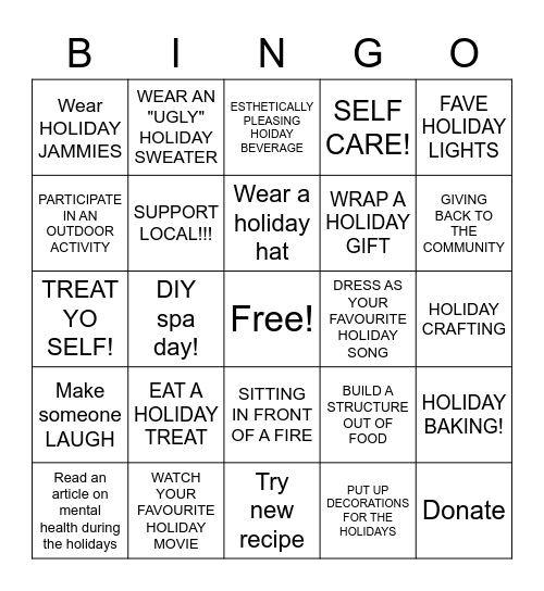 Holiday BINGO Card