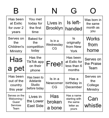 FIND SOMEONE WHO... Bingo Card
