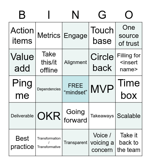 Meeting Bingo Card