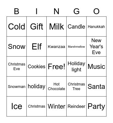 ASL Winter Bingo Card