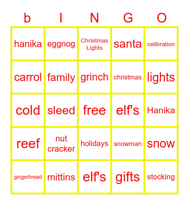 Holiday BINGO Card