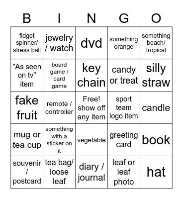Home Scavenger Hunt Bingo Card