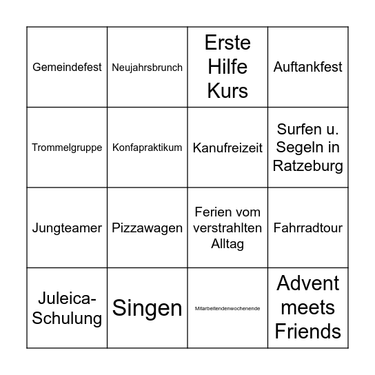 CVJM BINGO Card