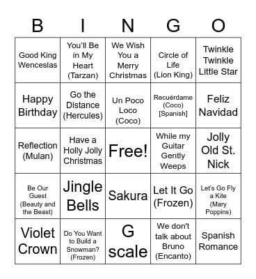 Elemental Guitar Bingo Card