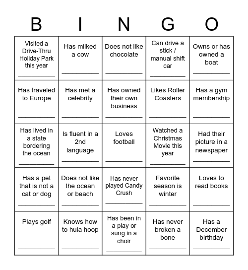 ICM Icebreaker Bingo Card