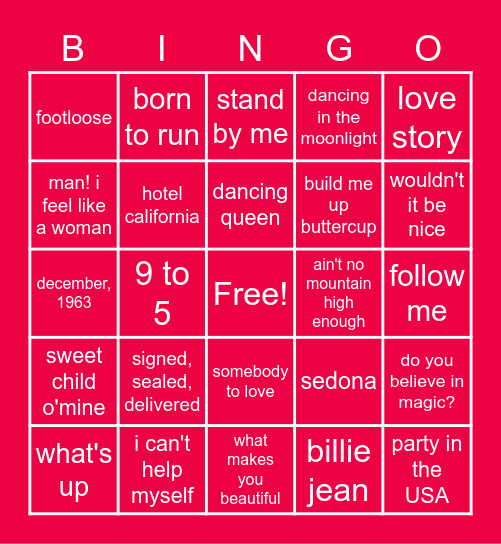 Music Bingo Card