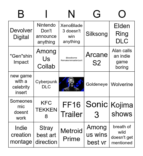 Game Awards 2022 bingo Card