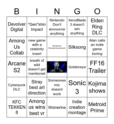 Game Awards 2022 bingo Card