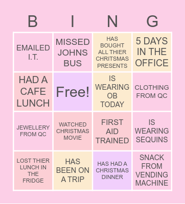 OB DESIGN TEAM BINGO Card