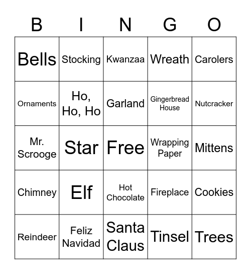 Holiday Bingo Card