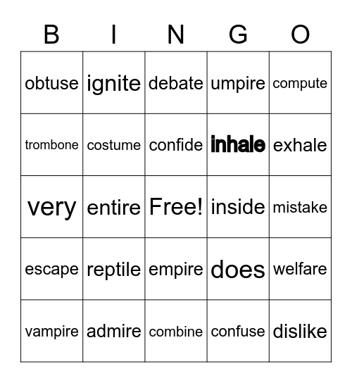 Multi Bingo Card
