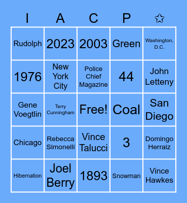 IACP Holiday Bingo Card