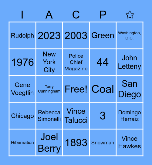 IACP Holiday Bingo Card