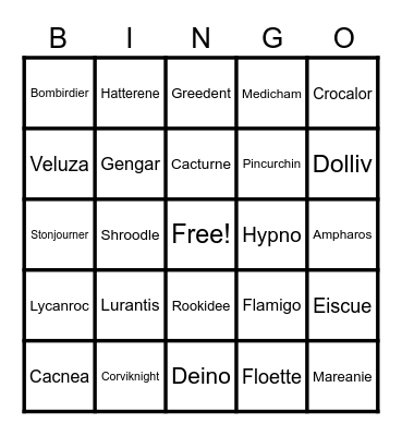 Pokemon Scarlet/ Violet Dex Bingo Card