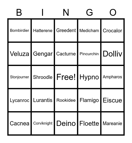 Pokemon Scarlet/ Violet Dex Bingo Card