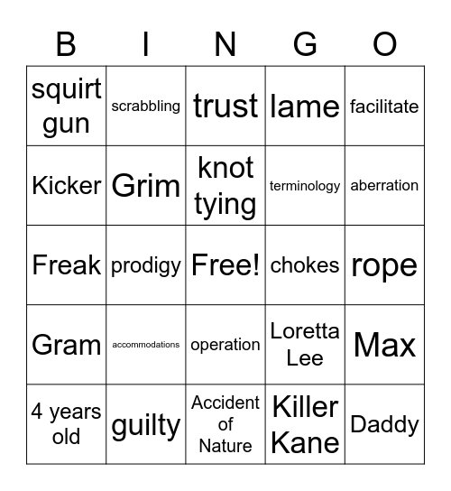 Freak the Mighty Ch. 19-25 Bingo Card