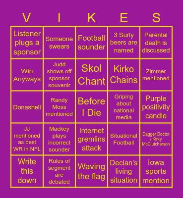 Purple Daily Bingo Card