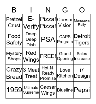 LITTLE CAESARS Bingo Card