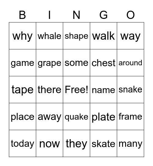 a_e Bingo Card