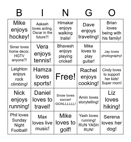 CSI Bingo Card