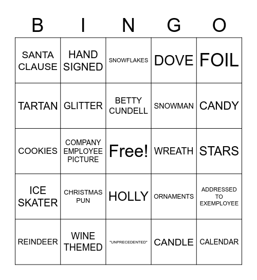 CHRISTMAS BINGO Card