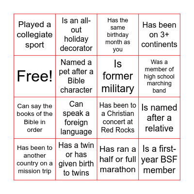 Eaton BSF Fellowship Bingo Card