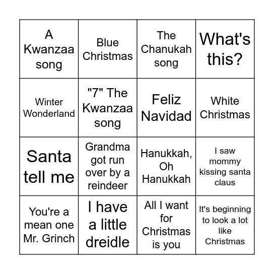 BTM Holiday Bingo! Bingo Card