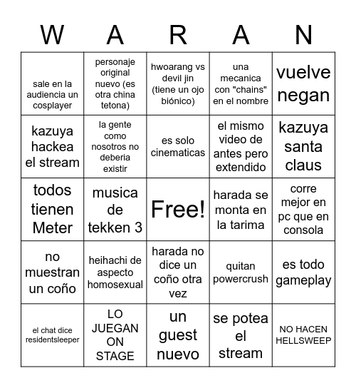 Mario pa Teklen 8 Bingo Card