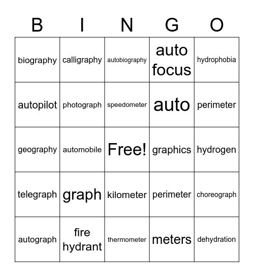 GREEK ROOTS Bingo Card