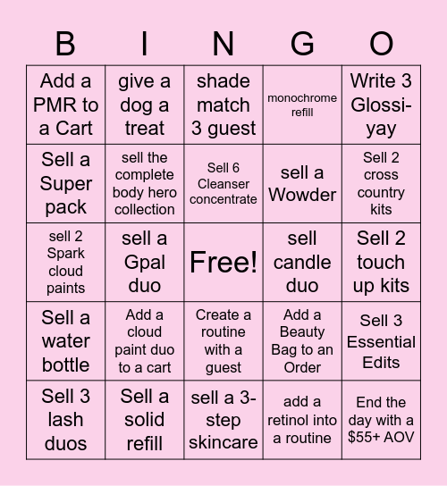 GLOSSIER BINGO Card