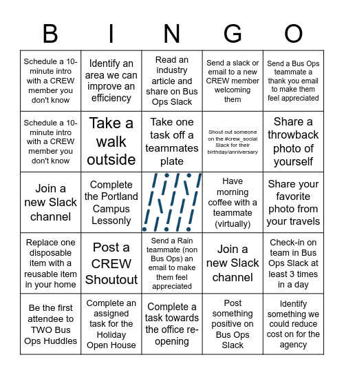 Bus Ops Bingo Card