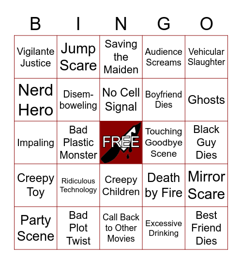 Horror bingo Card