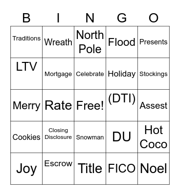 Mortgage Lending Holiday Bingo Card
