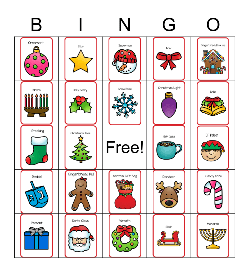 Holiday Bash Bingo Card