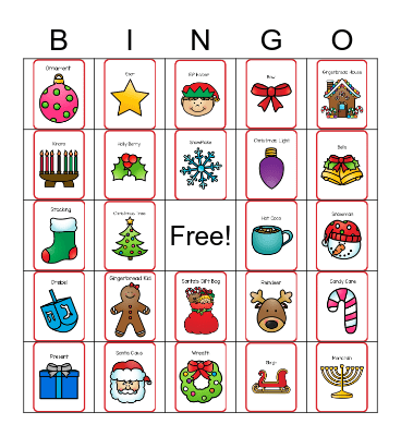 Holiday Bash Bingo Card