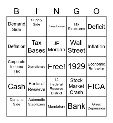 Unit 5 Bingo Card