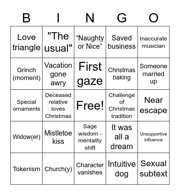 Hallmark Christmas Movie Bingo 2.0 Bingo Card