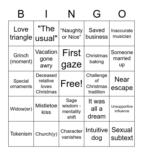Hallmark Christmas Movie Bingo 2.0 Bingo Card