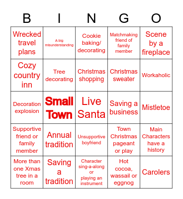 Christmas Movie Bingo Card