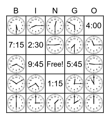 Time Bingo Card