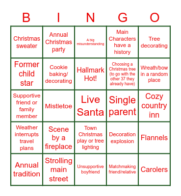 Christmas Movie Bingo Card