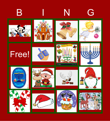 Christmas Holiday Bingo Pictures Bingo Card