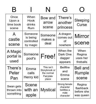 Once Upon a Time BINGO Card