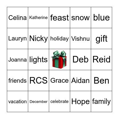 Holiday Bingo Card