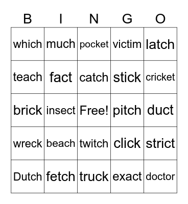 middle and end consonant blends Bingo Card