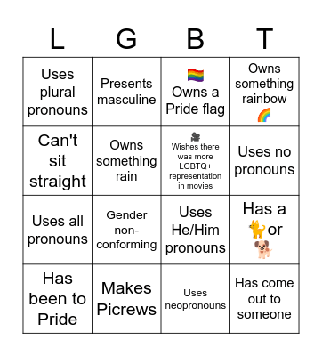 LGBTQ+ BINGO Card