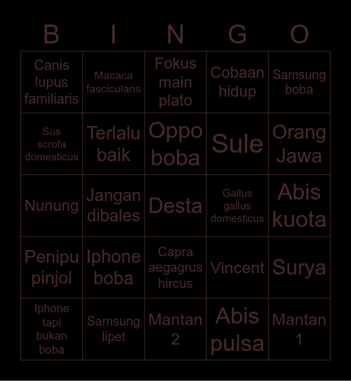 Kim. 🔞🚬⛓️ Bingo Card