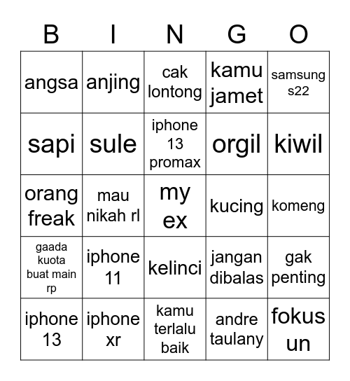 KAZUHA Bingo Card