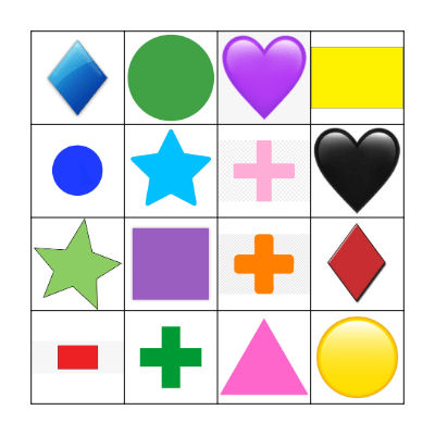 Shapes and Colours Bingo Card