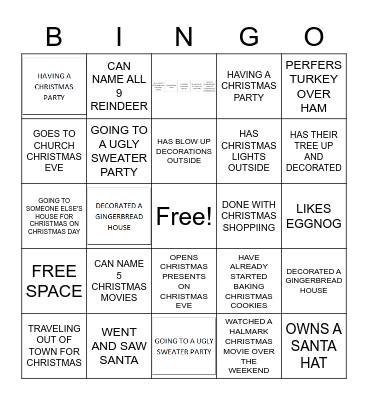 CHRISTMAS Bingo Card